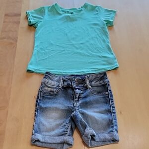 Mudd C9 By Champion M 7/8 Jean Shorts Vneck Active Wear Shirt